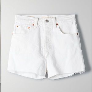 Levi’s Ribcage Shorts New White High Rise Denim